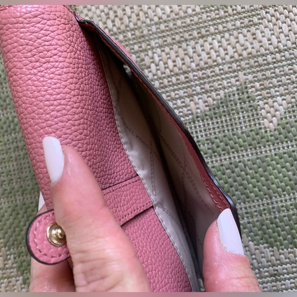 Michael Kors Mott Leather Phone Crossbody Shoulder Bag Sunset Peach/Pink - Picture 8 of 14